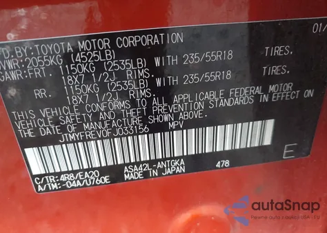 2015 Toyota Rav4 Limited из США, поврежденный, VIN JTMYFREV0FJ033156